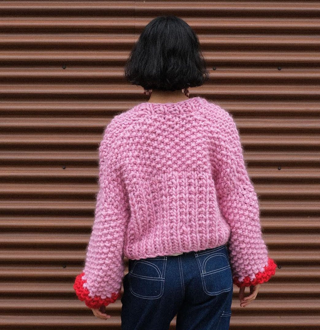 Cuffed Cuite Cardigan Magenta+ Pink Lemonade