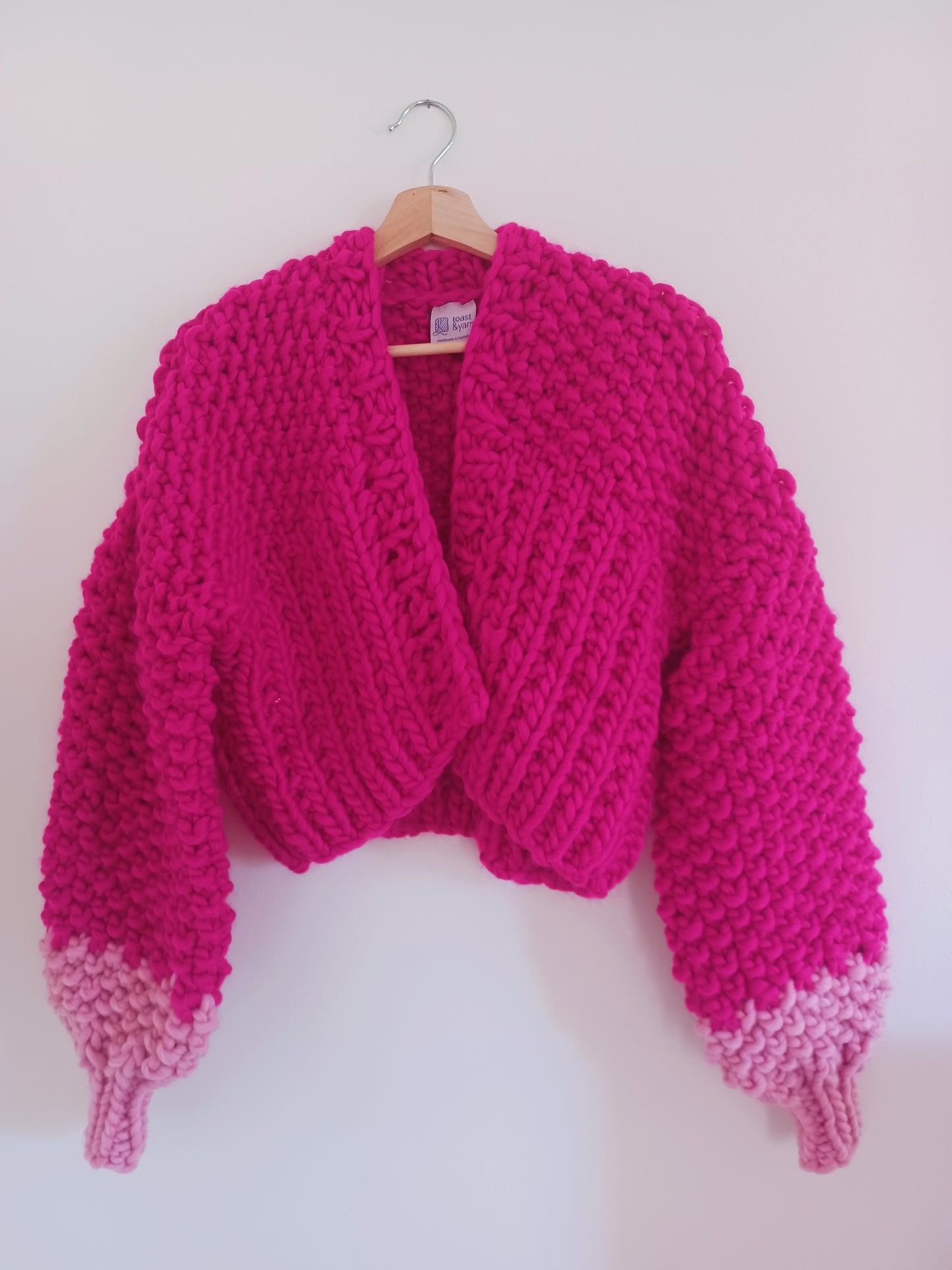 Cuffed Cuite Cardigan Magenta+ Pink Lemonade